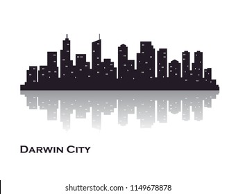  Darwin city skyline silhouette. creative vector graphics