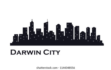 Darwin city skyline silhouette. Vector design illustrations 