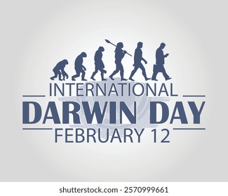 Darwin Day Celebration Shows Human Evolution Progression. Background, banner, poster, card, placard, postcard design, vector illustration.