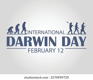 Darwin Day Celebration Shows Human Evolution Progression. Background, banner, poster, card, placard, postcard design, vector illustration.