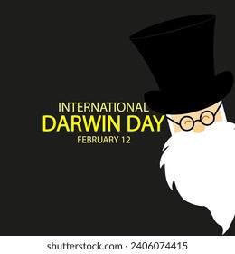 Darwin Day International Science and Humanism Day portrait, vector art illustration.