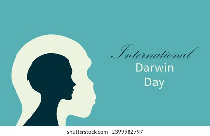 Darwin Day. Silhouette of a monkey and a man on a light background