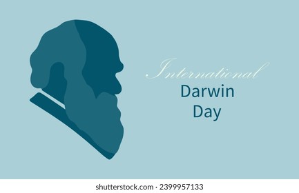 Darwin Day. Silhouette of Darwin on a light background. International Day of Knowledge. Vector illustration