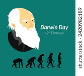 Darwin Day vector, illustration. 12 February. Darwin Theory concept design.