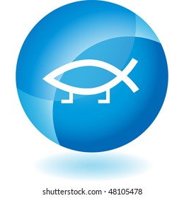 Darwin fish web button icon isolated on a background.