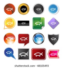 Darwin fish web button icon isolated on a background.