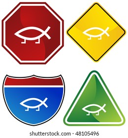 Darwin fish web button icon isolated on a background.