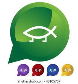 Darwin fish web button icon isolated on a background.