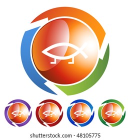 Darwin fish web button icon isolated on a background.