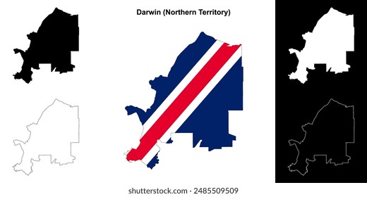 Darwin (Northern Territory) outline map set