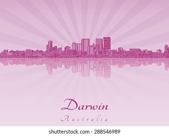 Darwin skyline in purple radiant orchid in editable vector file