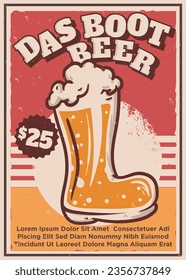 das boot beer promotional poster template. vintage sstyle vector flyer vector format