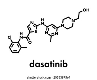 Dasatinib Cancer Drug Molecule. Skeletal Formula.