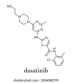 Dasatinib Cancer Drug Molecule. Skeletal Formula.