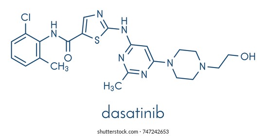 Dasatinib Cancer Drug Molecule. Skeletal Formula.