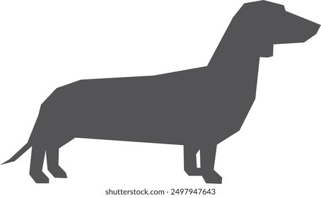 Daschund black silhouette. Dog breed side view