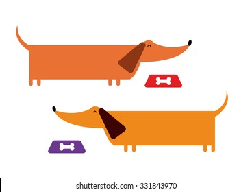 Daschund Dogs Set Vector