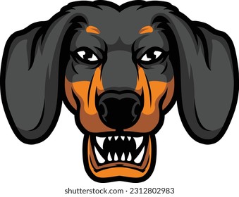 Logo de la mascota Daschund, vector de perro 