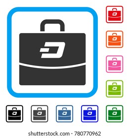 Dash Accounting Case icon. Flat grey iconic symbol in a blue rounded frame. Black, gray, green, blue, red, orange color additional versions of Dash Accounting Case vector.