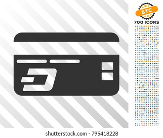 Dash Bank Card pictograph with 7 hundred bonus bitcoin mining and blockchain pictures. Vector illustration style is flat iconic symbols designed for cryptocurrency websites.