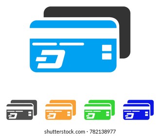 Dash Bank Cards icon. Vector illustration style is a flat iconic dash bank cards symbol with grey, green, blue, yellow color versions. Designed for web and software interfaces.