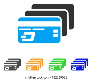 Dash Bank Cards icon. Vector illustration style is a flat iconic dash bank cards symbol with gray, green, blue, yellow color variants. Designed for web and software interfaces.