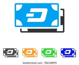 Dash Banknotes icon. Vector illustration style is a flat iconic dash banknotes symbol with grey, green, blue, yellow color variants. Designed for web and software interfaces.