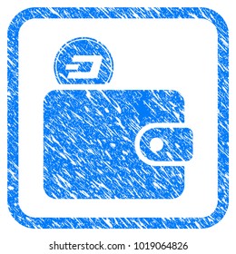 Dash Billfold rubber seal stamp watermark. Icon vector symbol with grunge design and dirty texture in rounded square. Scratched blue sign on a white background.
