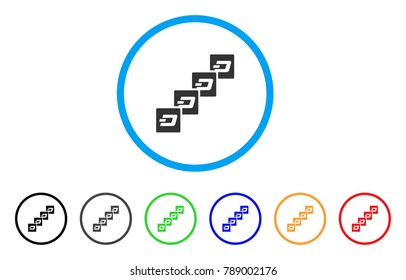 Dash Block Chain rounded icon. Style is a flat grey symbol inside light blue circle with bonus color versions. Dash Block Chain vector designed for web and software interfaces.
