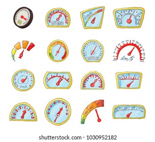 Dash board icon set. Cartoon set of dash board vector icons for web design isolated on white background