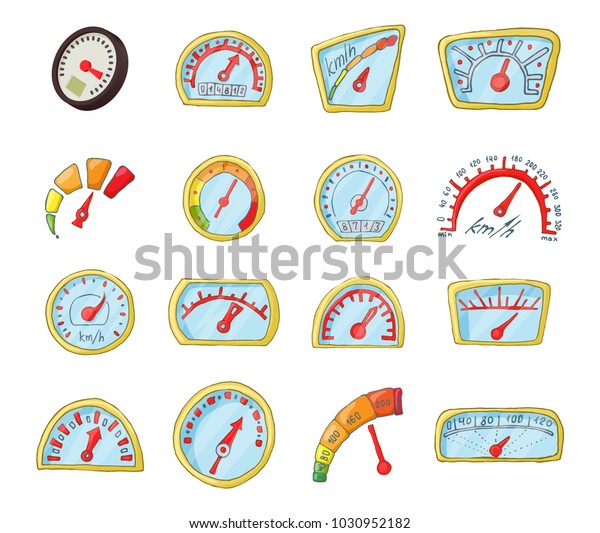 Dash board icon set.\
Cartoon set of dash board vector icons for web design isolated on\
white background