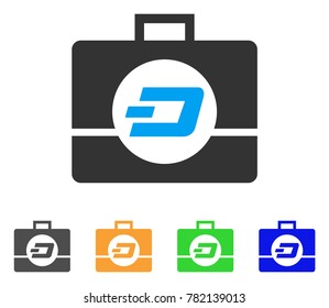 Dash Business Case icon. Vector illustration style is a flat iconic dash business case symbol with grey, green, blue, yellow color variants. Designed for web and software interfaces.