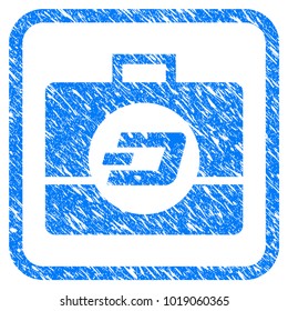 Dash Business Case rubber seal stamp watermark. Icon vector symbol with grunge design and unclean texture inside rounded rectangle. Scratched blue sign on a white background.