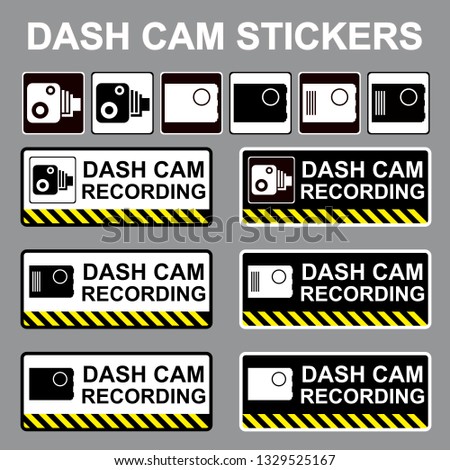 Dash cam stickers for car windows or bumpers