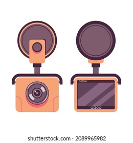 Dash cam vector cartoon illustration isolated on a white background.