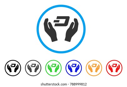 Dash Care Hands rounded icon. Style is a flat grey symbol inside light blue circle with bonus colored variants. Dash Care Hands vector designed for web and software interfaces.