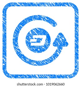 Dash Chargeback rubber seal stamp watermark. Icon vector symbol with grunge design and dirty texture inside rounded rectangle. Scratched blue stamp imitation on a white background.