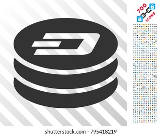 Dash Coin Column icon with 7 hundred bonus bitcoin mining and blockchain design elements. Vector illustration style is flat iconic symbols designed for blockchain websites.