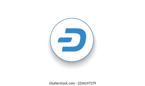 Dash Coin cryptocurrency logo on isolated background with copy space. 3d vector illustration of DASH COIN icon.