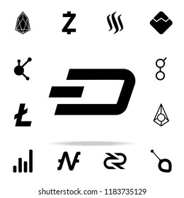 Dash coin icon. Crypto currency icons universal set for web and mobile on white background
