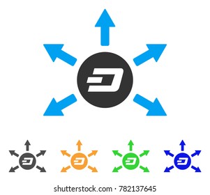 Dash Coin Payout Arrows icon. Vector illustration style is a flat iconic dash coin payout arrows symbol with gray, green, blue, yellow color variants. Designed for web and software interfaces.