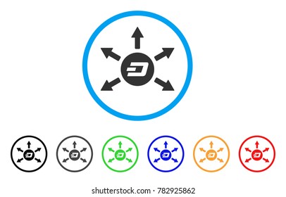 Dash Coin Payout Arrows rounded icon. Style is a flat gray symbol inside light blue circle with additional colored variants. Dash Coin Payout Arrows vector designed for web and software interfaces.