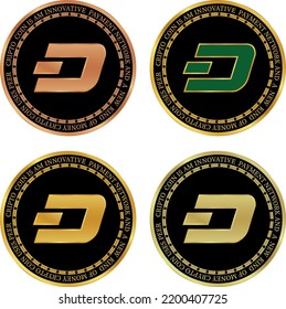 Dash Coin Vector Illustrations. 3d Illustration