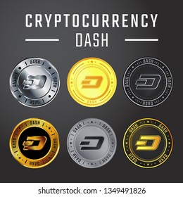 Dash collection is one of cryptocurrency with a circle of gold and silver, titanium.