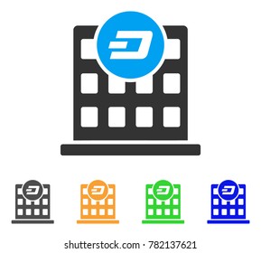 Dash Company Building icon. Vector illustration style is a flat iconic dash company building symbol with gray, green, blue, yellow color versions. Designed for web and software interfaces.