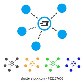 Dash Connections icon. Vector illustration style is a flat iconic dash connections symbol with grey, green, blue, yellow color variants. Designed for web and software interfaces.