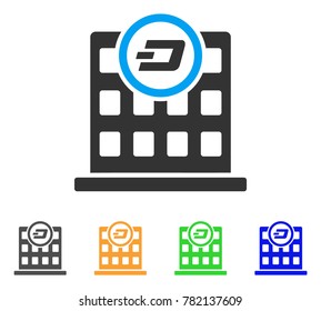 Dash Corporation Building icon. Vector illustration style is a flat iconic dash corporation building symbol with gray, green, blue, yellow color versions. Designed for web and software interfaces.