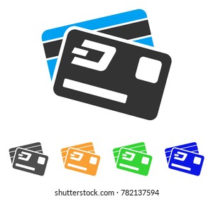 Dash Credit Cards icon. Vector illustration style is a flat iconic dash credit cards symbol with gray, green, blue, yellow color variants. Designed for web and software interfaces.