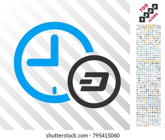Dash Credit Clock icon with 700 bonus bitcoin mining and blockchain clip art. Vector illustration style is flat iconic symbols designed for cryptocurrency apps.