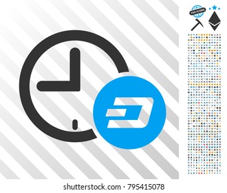 Dash Credit Time pictograph with 700 bonus bitcoin mining and blockchain images. Vector illustration style is flat iconic symbols designed for blockchain software.